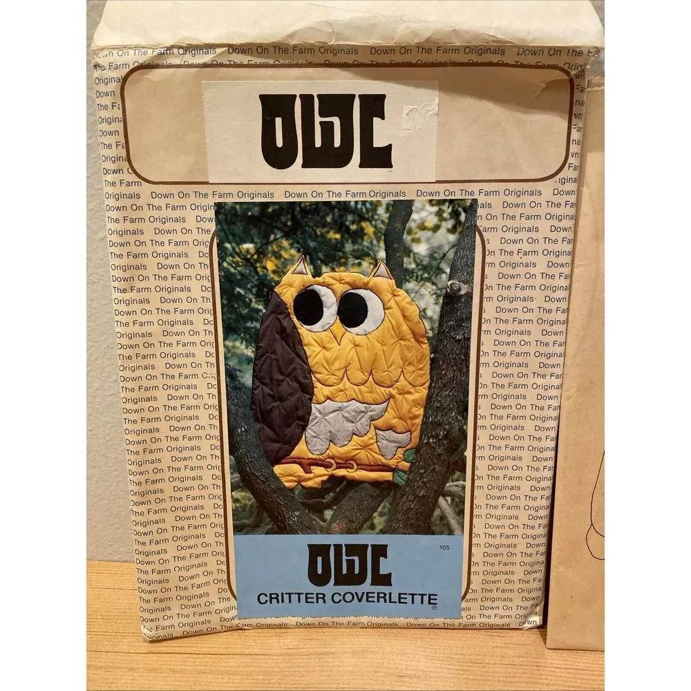 Uncut Down On The Farm Originals Critter Coverlette‎ Pattern Owl